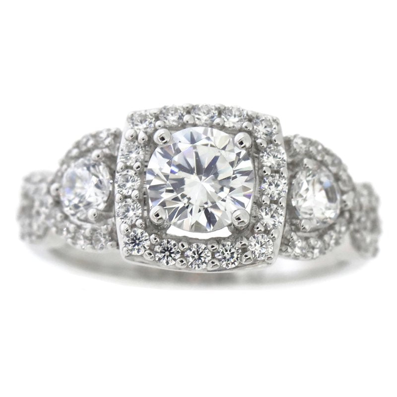 Sterling Silver Bridal Engagement Ring Set with Simulated White Diamonds