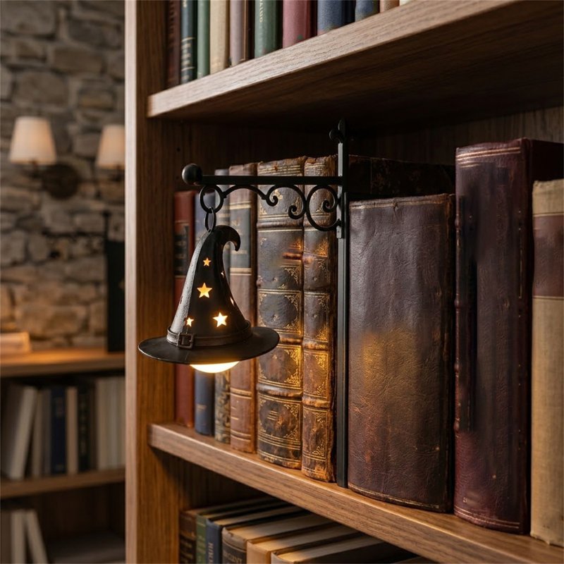 Halloween Witch Hat LED Light for Bookshelf and Decor - Spooky Library Accent
