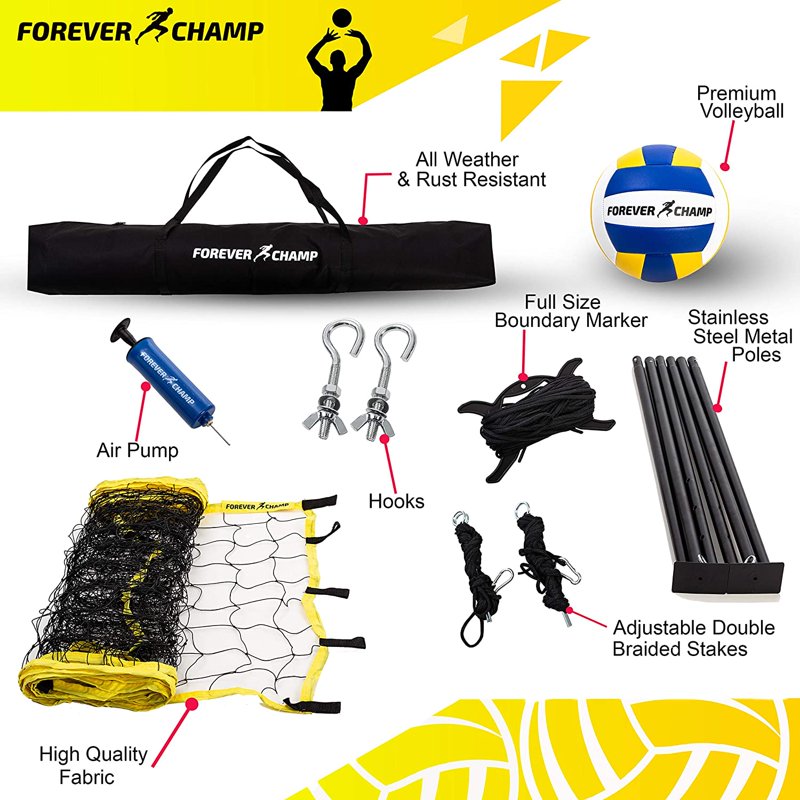 Outdoor Volleyball Net Set with Ball, Pump & Carrying Bag for Backyard Beach or Pool