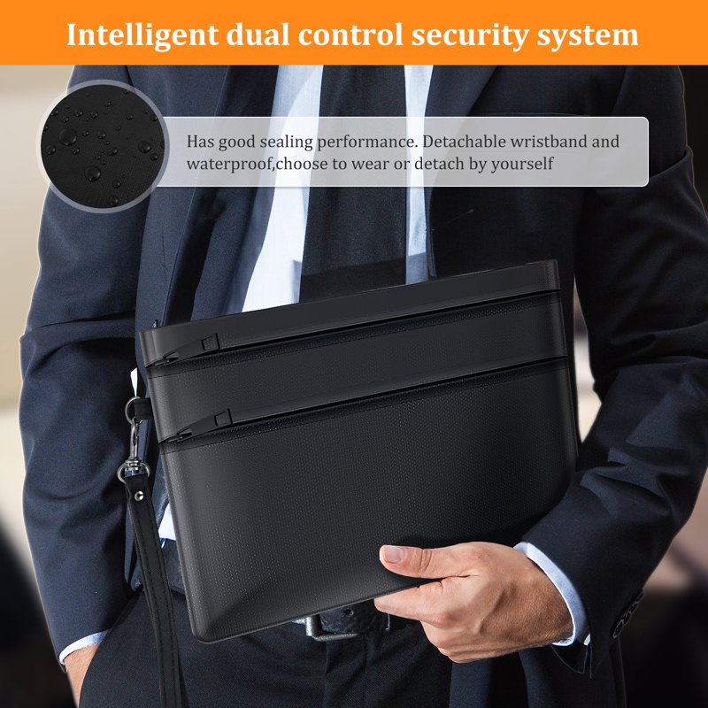 Fireproof Document Bag 10.6 x 7.5 Inch Waterproof Fire-Resistant Money Bag for Passports Cash & Valuables