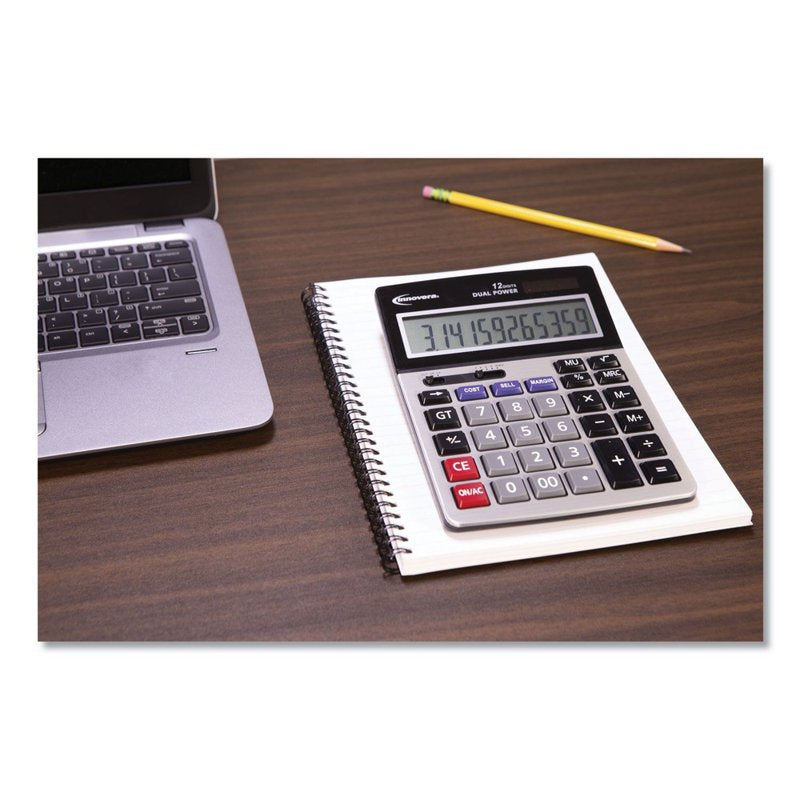 Business Calculator with 12-Digit LCD Display, Dual Power for Budgeting & Sales