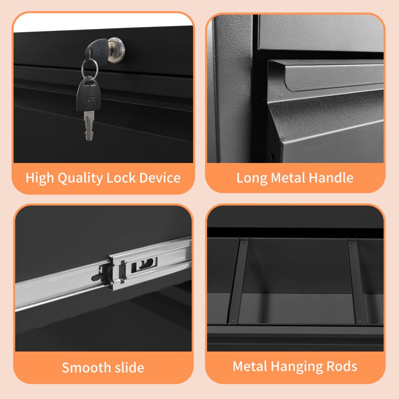 Lockable 2-Drawer Lateral File Cabinet for Home Office and Business
