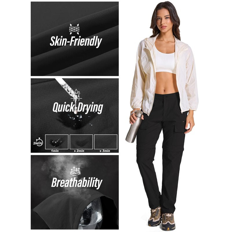 Women's Zip Off Convertible Cargo Pants for Hiking Camping Travel - Quick Dry & UV Protection