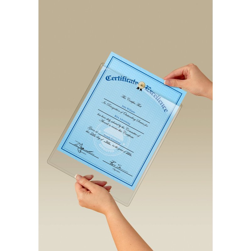 Display Pocket for 8.5x11 Documents with Command Hanging Strips - Clear Plastic