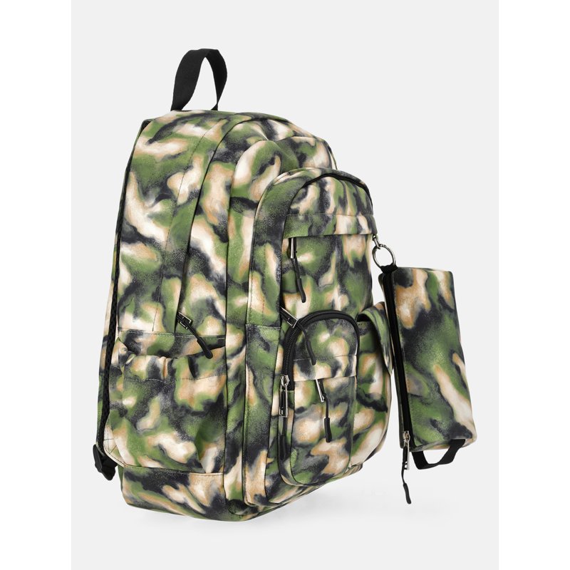 Girl's Cargo Backpack with Pouch - Trendy Camo & Patch Styles