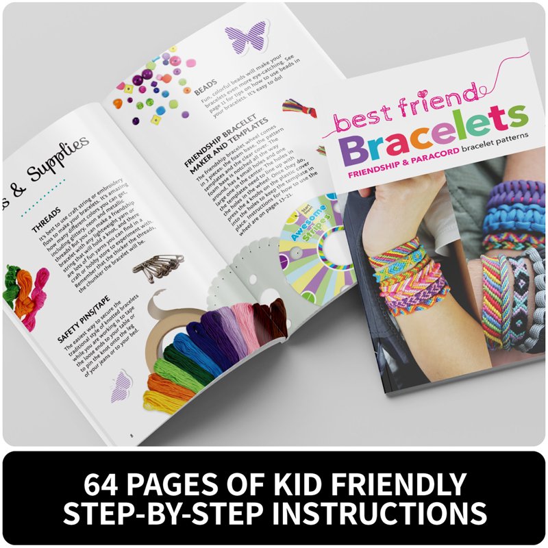 Kids Friendship Bracelets Kit - DIY String Jewelry with 16 Designs, Multicolor & Pattern Styles