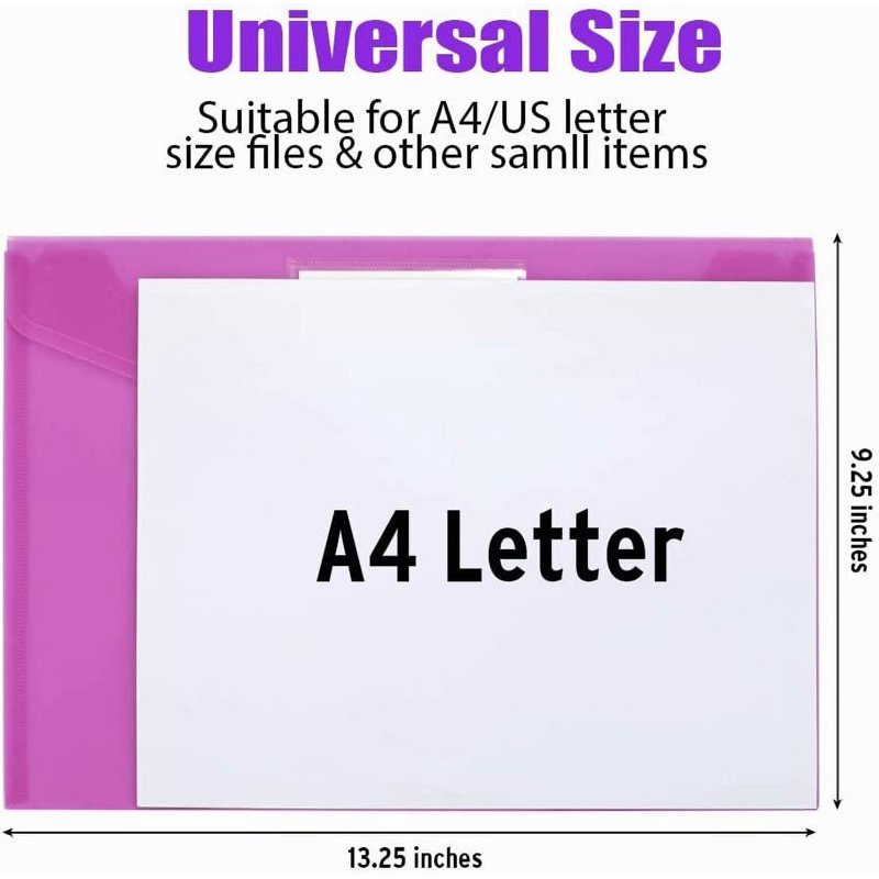 24 Pack Clear Plastic Envelope Folders A4 US Letter Waterproof Document Storage