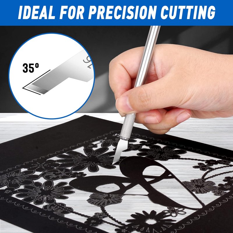 DIYSELF 100 Pack Exacto Knife Blades Assorted Replacement Blades for Craft & Hobby Use