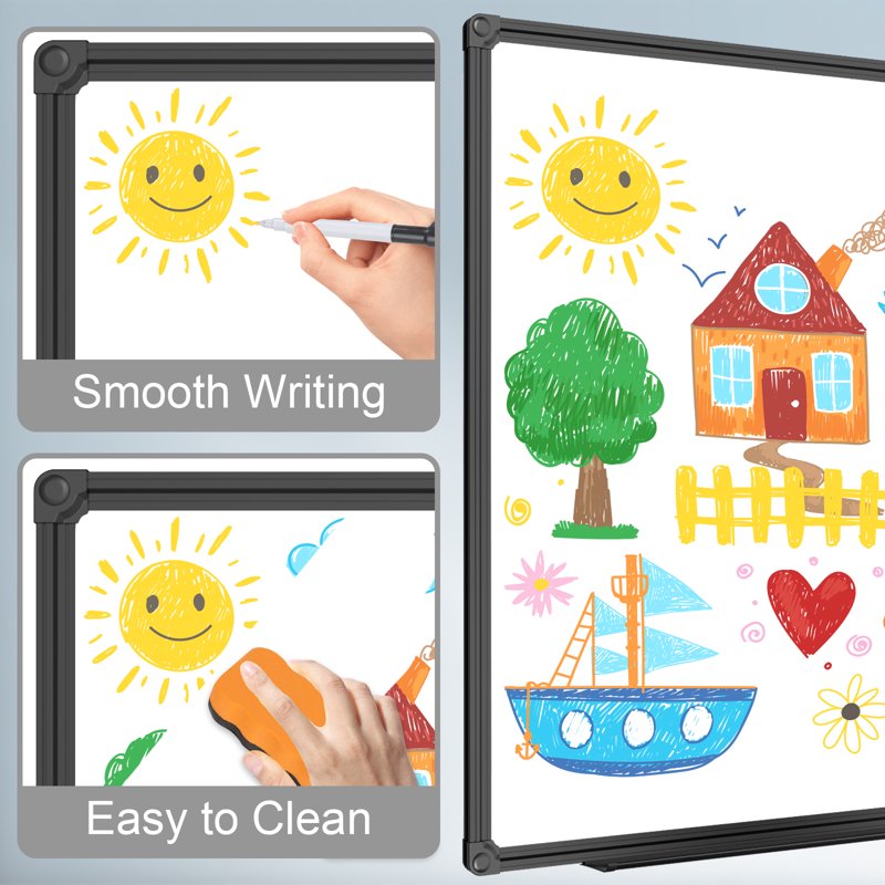 Magnetic Dry Erase Whiteboard - 35 x 23 Inches, Whiteboard with Aluminum Frame for Home Office School