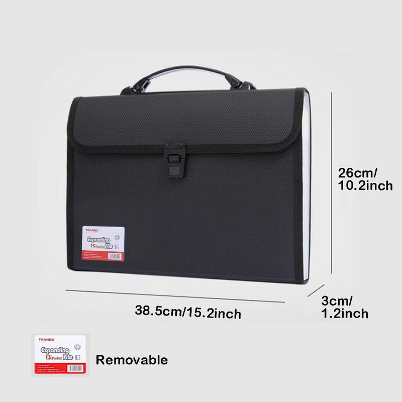 TRANBO Extra Large Legal Size 13-Pocket Expanding File Organizer with Handle - Black (Variation: Legal Size, Black)