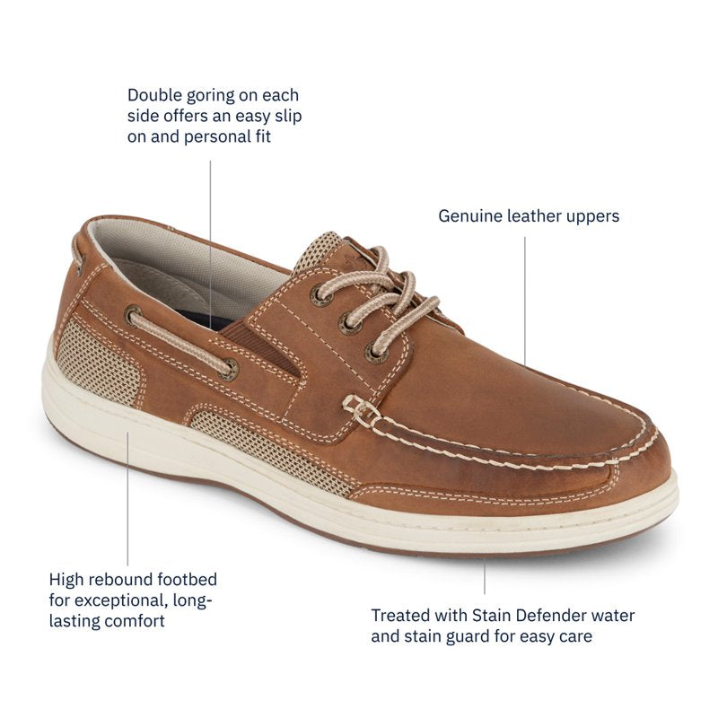 Men's Leather Boat Shoes with Stain & Water Defender - Casual Slip-On Footwear