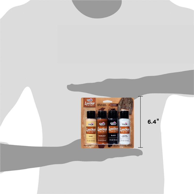 Leather Paint Set - 4 Pack Includes Neutral Colors & Gloss Topcoat