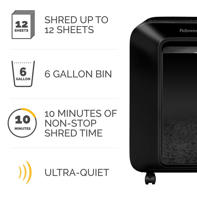 Micro-Cut Paper Shredder with Jam Proof & Safety Features - 12 Sheets