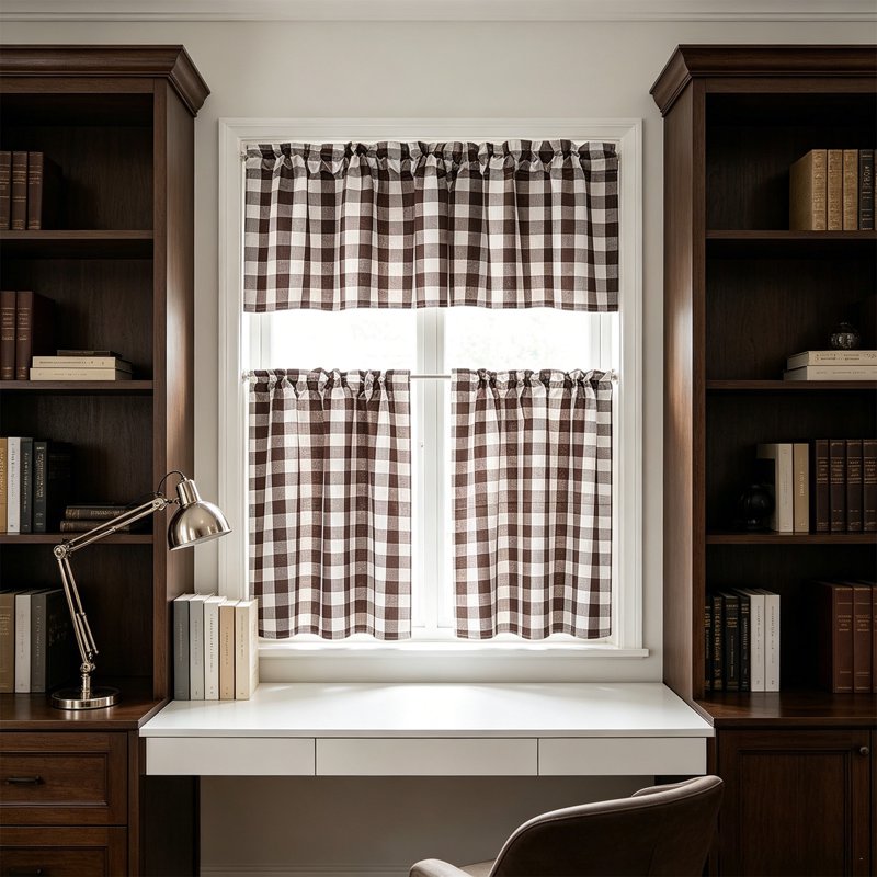 Farmhouse Style 3-Piece Kitchen Window Curtain Set Blackout Cafe Drapes