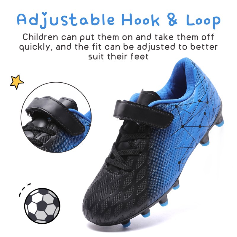 Kids Firm Ground Soccer Cleats – Big Kid, Black/Blue – RDYLBU