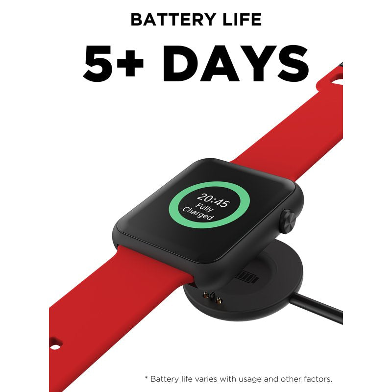 Unisex Rectangular Smart Watch with Silicone Strap, Heart Rate & Fitness Tracking
