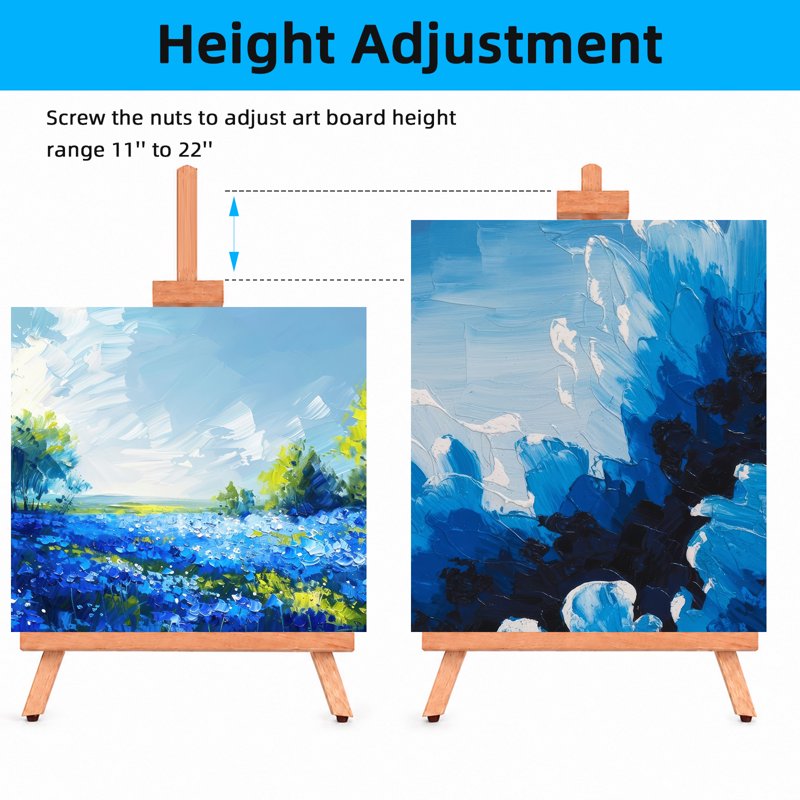 25-Inch Beechwood Tabletop Easel for Painting & Display, Adjustable Art Stand