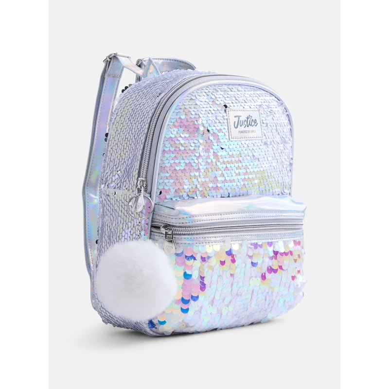 Iridescent Mini Backpack for Girls - Adjustable Sequin Pocket Bag