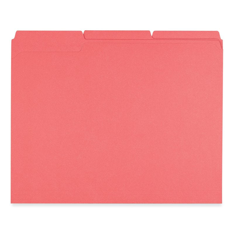 Assorted Top-Tab File Folders - Reinforced 1/3-Cut Letter Size, Red, 100/Box