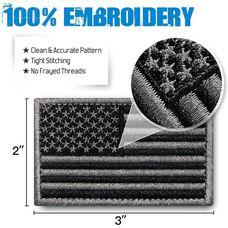 Military Tactical USA Flag Patches 2 Pack - Embroidered Uniform Emblems for Hats & Gear
