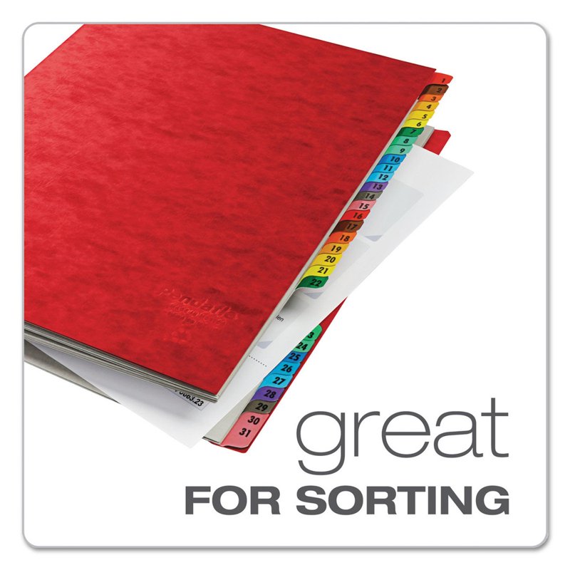 Expandable Letter Size Desk File Organizer with 1-31 Index - Red Acrylic-Coated PressGuard