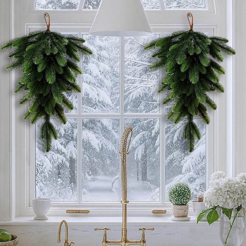 Artificial Pine Needle Wall Garland, 26-Inch Indoor Outdoor Holiday Decor