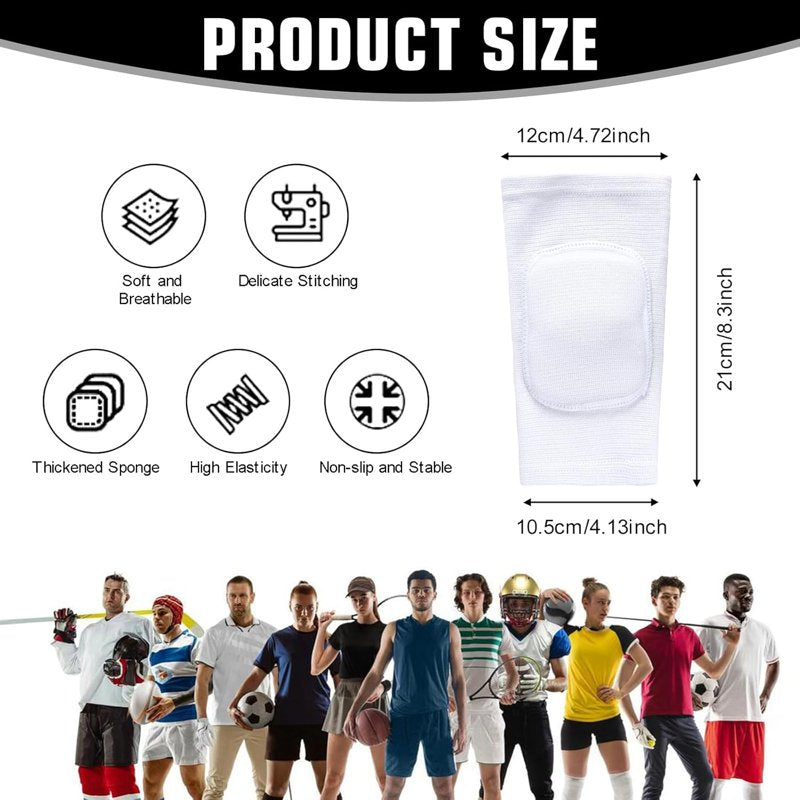 Breathable Elbow Protector Pads for Basketball Volleyball & Sports - White