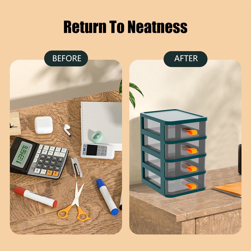 Multi-Layer Plastic Drawer Organizer for Desk and Office Supplies - Green