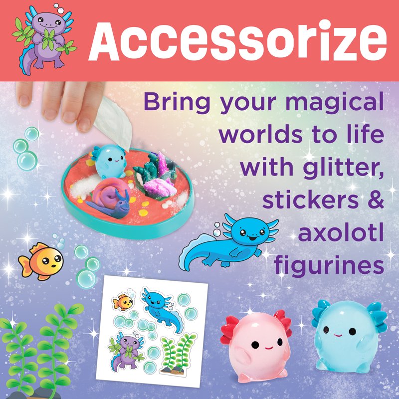 Water Globe Craft Kit with Axolotl Figures for Kids - Make 2 Snow Globes