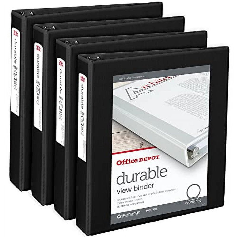 3-Ring View Binder 1.5 Inch Capacity - Pack of 4, Black