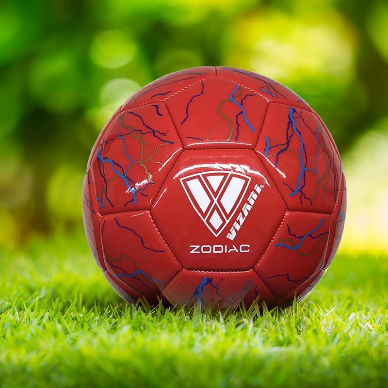 Vizari Zodiac Soccer Ball - Sizes 3, 4, 5, Red | Waterproof Synthetic Leather