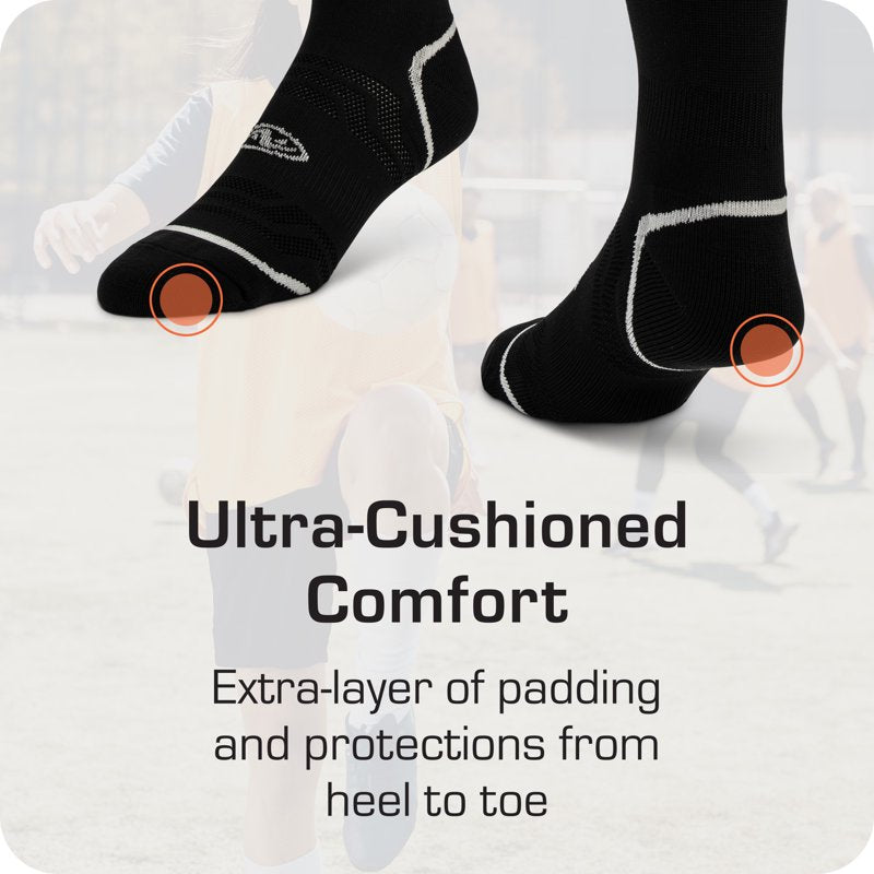 Athletic Works Soccer Socks Black, Youth Small 2 Pack - 10-4.5 (Variation: Black, 2 Pack, S)