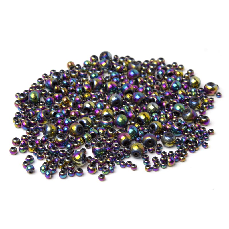 Rainbow Glass Beads Filler Set - Multi-Size Craft Beads for Jewelry & DIY Projects