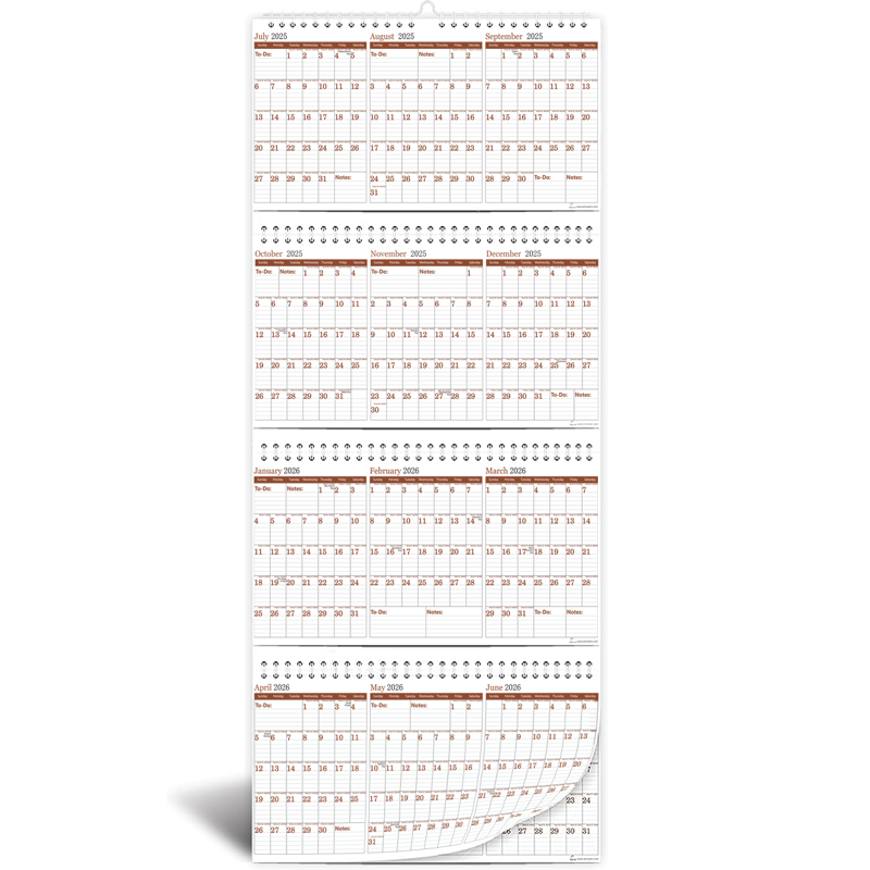 Large 3-Year Wall Calendar with Move-a-Page System, 38x17 Inches
