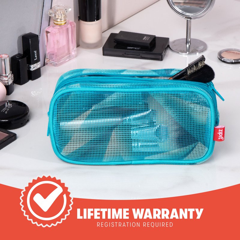 Double Compartment Mesh Pencil Case - Transparent Stationery Organizer for School & Makeup