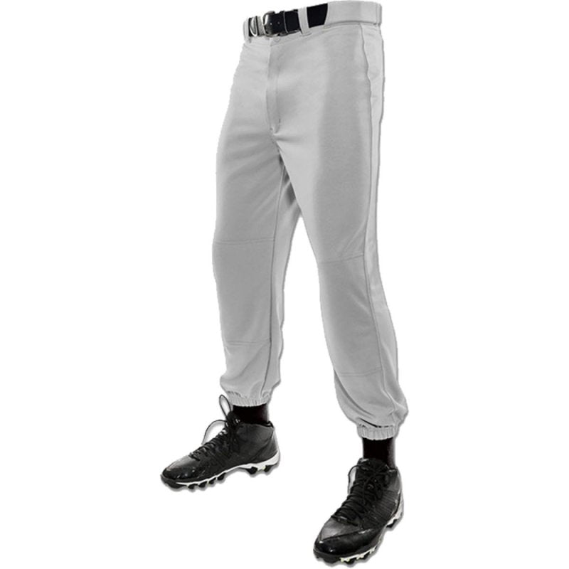 Baseball Pants Men's Grey Polyester Classic Ankle Length with Reinforced Knees