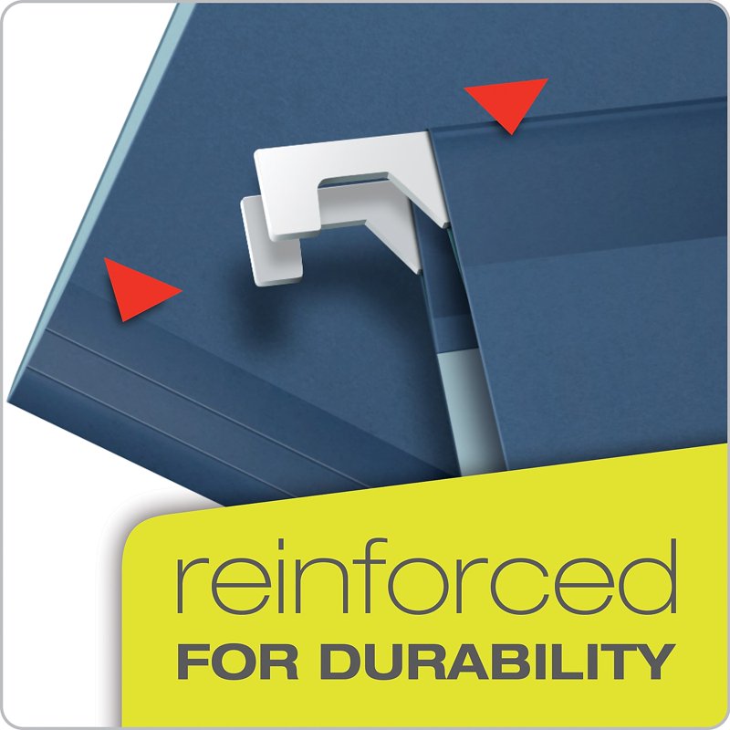 Reinforced Hanging File Folders Navy Letter Size 25-Pack with Tabs