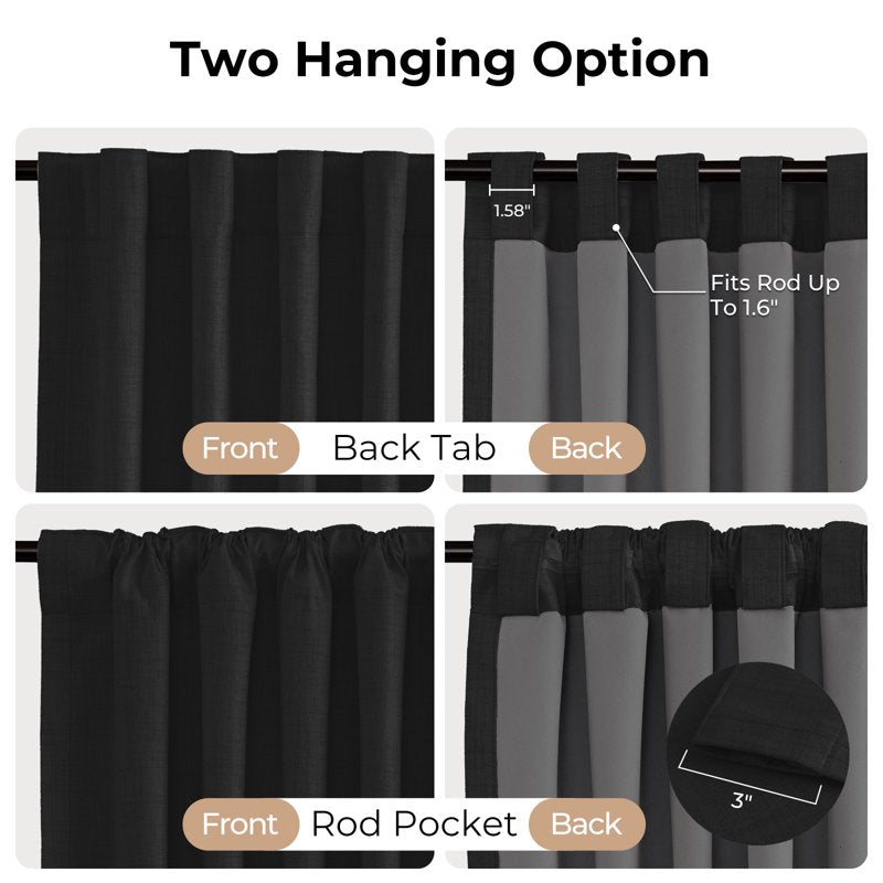 Blackout Curtains Set of 2 – Thermal Insulated Faux Linen Drapes for Bedroom, Room Darkening 50x108 inches