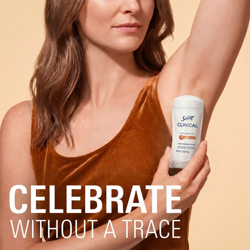 Secret 100HR Clinical Antiperspirant Deodorant for Women, Cozy Caramel, 2.6 oz