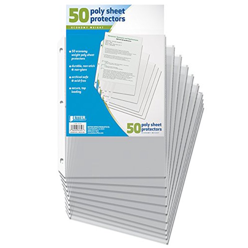 Office Sheet Protectors 8.5x11 Inch Clear Pack of 50 - Archival Safe & Acid Free