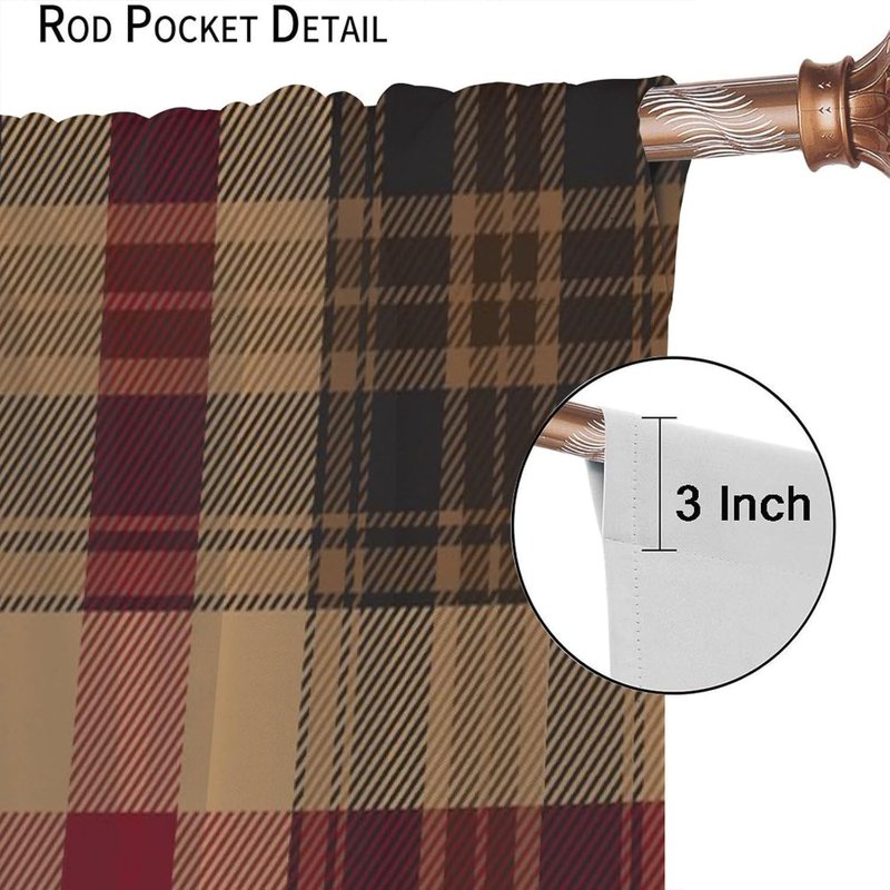 Thermal Insulated Tartan Plaid Curtains 2 Panel Sets - Room Darkening Window Treatments