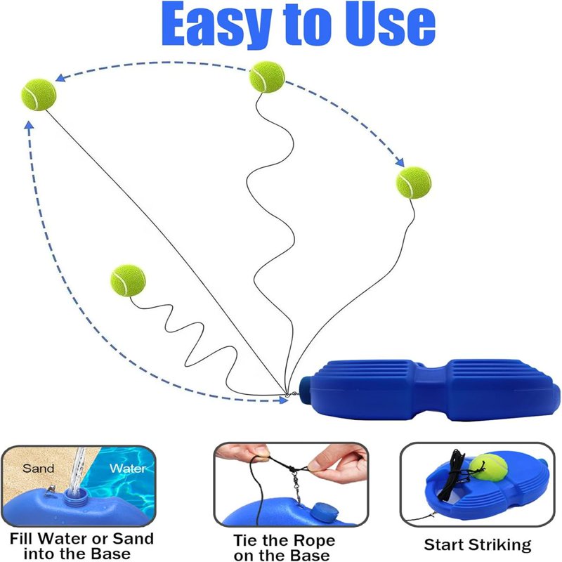 Solo Tennis Trainer Rebound Ball Set with 6 String Balls for Beginners & Kids