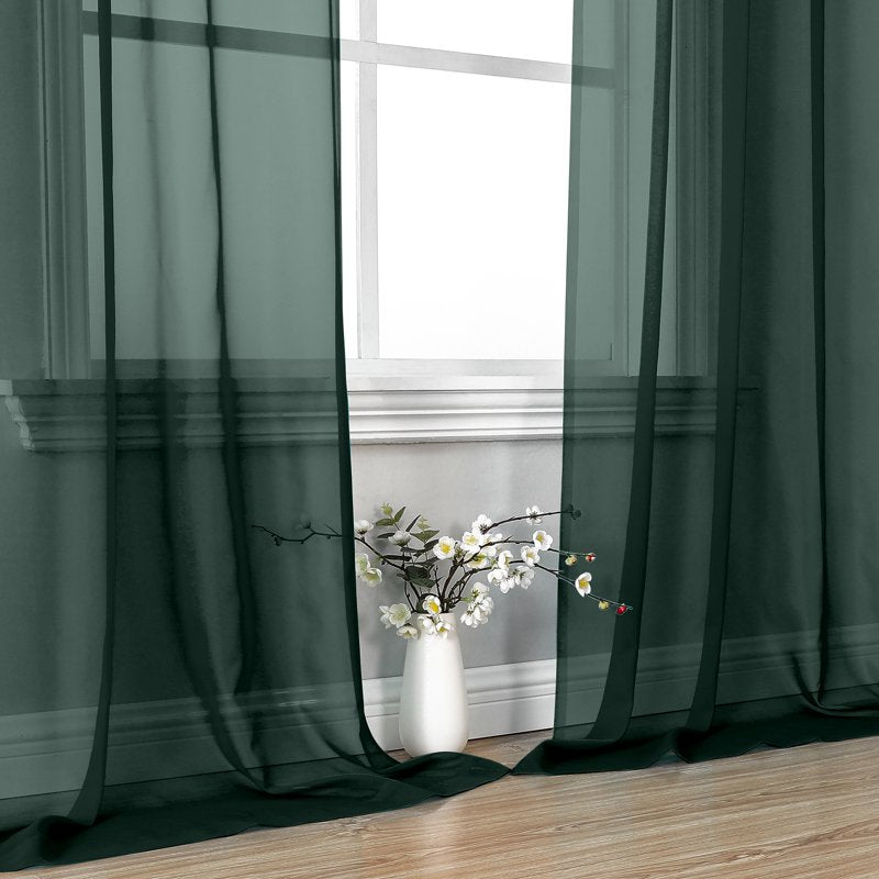 Light Filtering Sheer Curtains 2 Pack - Oversized, Extra Long Window Drapes