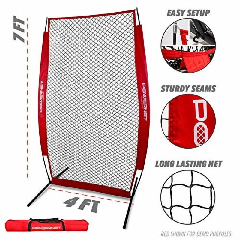 PowerNet I-Screen Pitching Protection Net - 7x4 ft (Black) for Baseball/Softball Batting Practice
