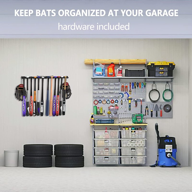 12-Bat Foldable Dugout Organizer Baseball Bat Rack for Storage