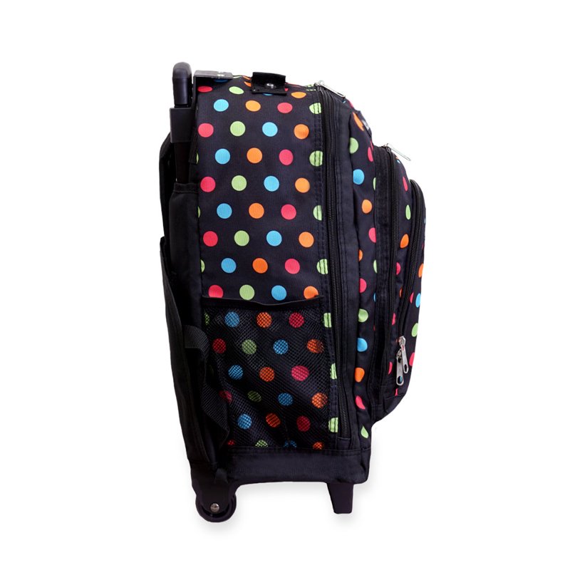 Wheeled Pattern Backpack with Large Main Compartment and Front Pockets