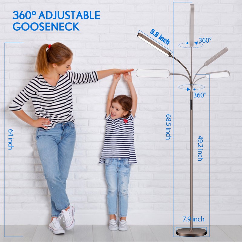 Adjustable LED Floor Lamp with Remote & Touch Control for Reading & Living Room