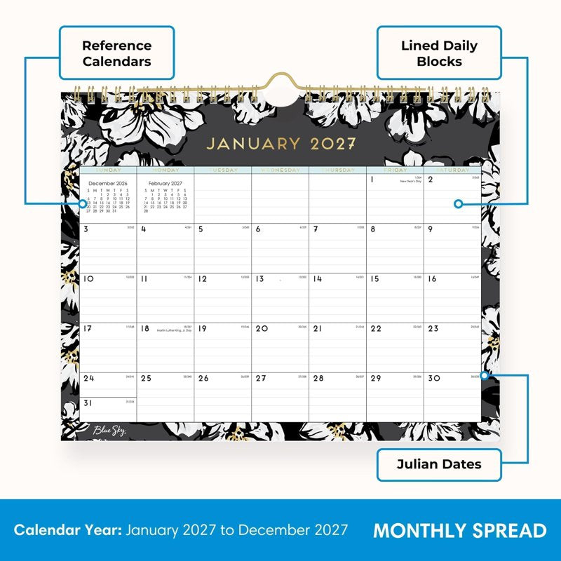 2027 Monthly Wall Calendar - Durable Twin Wire Binding, 11x8.75 Inches, Office & Home Use