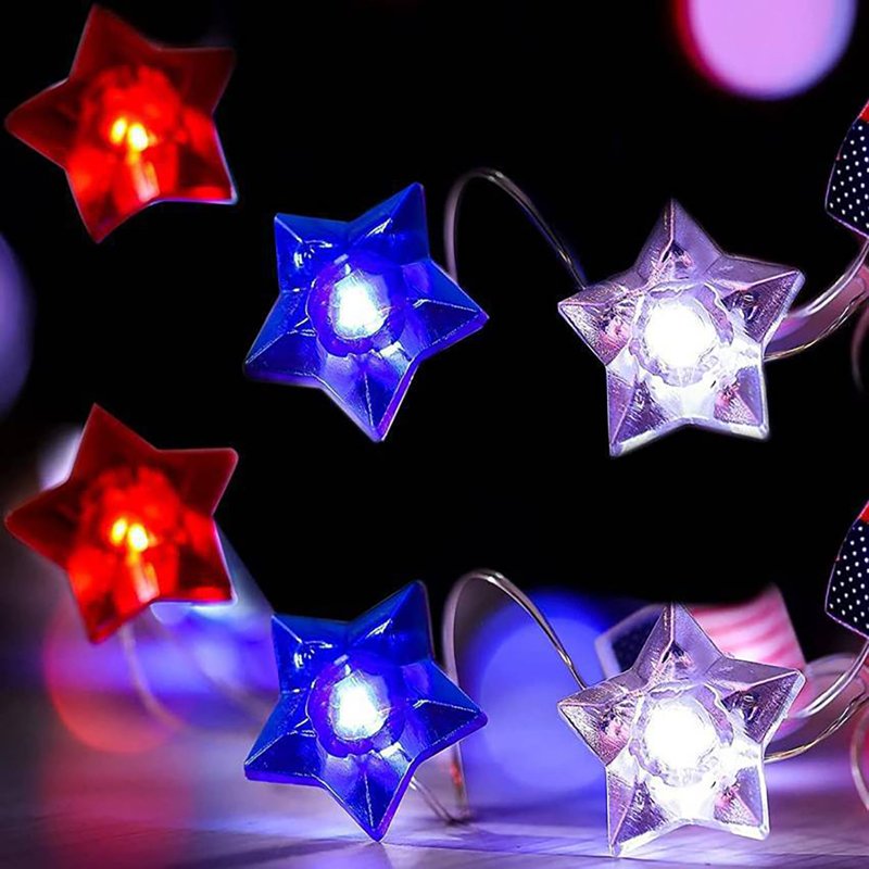 Patriotic LED String Lights for 4th of July Independence Day Outdoor Decor