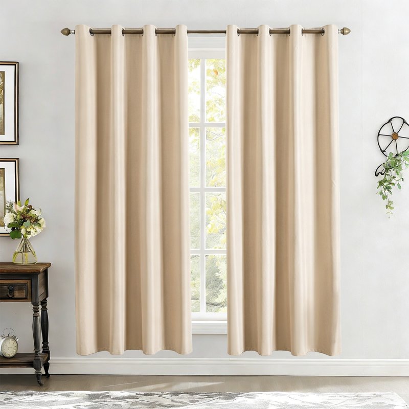 Insulated Blackout Curtains - Light Blocking Window Drape for Bedroom & Living Room, 59x63in